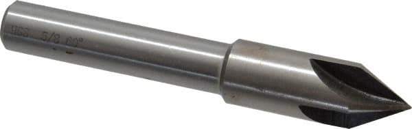 Interstate - 5/8" Head Diam, 1/2" Shank Diam, 4 Flute 60° High Speed Steel Countersink - Bright Finish, 4" OAL, Single End, Straight Shank, Right Hand Cut - All Tool & Supply