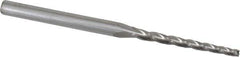 Accupro - 1° Taper Angle per Side, 3/32" Small End Diam, 1-1/4" LOC, Solid Carbide 3 Flute Tapered Square End Mill - 3" OAL, 1/4" Shank Diam, Spiral Flute - All Tool & Supply