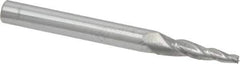 Accupro - 5° Taper Angle per Side, 3/32" Small End Diam, 3/4" LOC, Solid Carbide 3 Flute Tapered Square End Mill - 3" OAL, 1/4" Shank Diam, Spiral Flute - All Tool & Supply