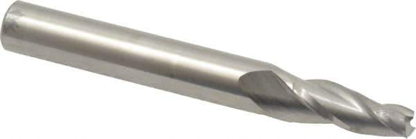 Accupro - 5° Taper Angle per Side, 3/16" Small End Diam, 3/4" LOC, Solid Carbide 3 Flute Tapered Square End Mill - 2-1/2" OAL, 3/8" Shank Diam, Spiral Flute - All Tool & Supply