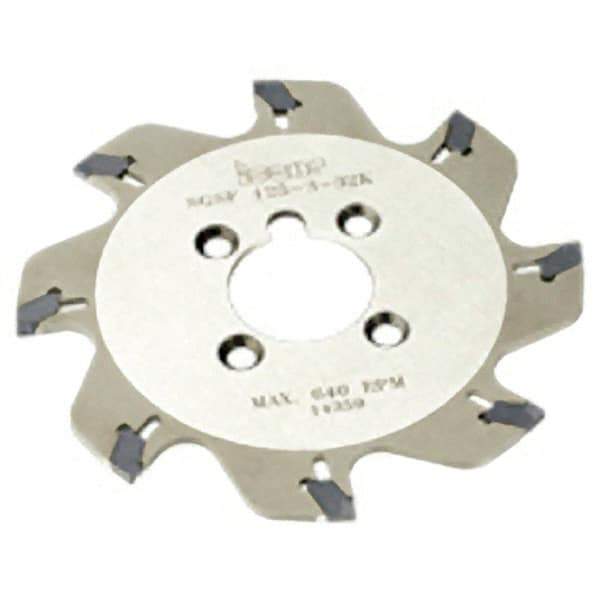 Iscar - Arbor Hole Connection, 3/32" Cutting Width, 26mm Depth of Cut, 100mm Cutter Diam, 22mm Hole Diam, 6 Tooth Indexable Slotting Cutter - SGSF Toolholder, GSFN, GSFU Insert, Right Hand Cutting Direction - All Tool & Supply