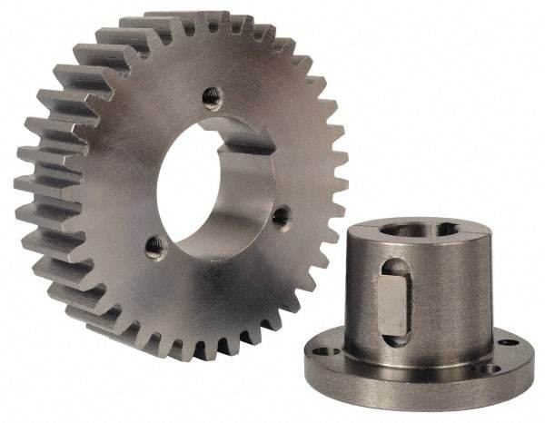 Browning - 10 Pitch, 4" Pitch Diam, 4.2" OD, 40 Tooth Spur Gear - 1-1/4" Face Width, 2-1/2" Hub Diam, 20° Pressure Angle, Steel - All Tool & Supply