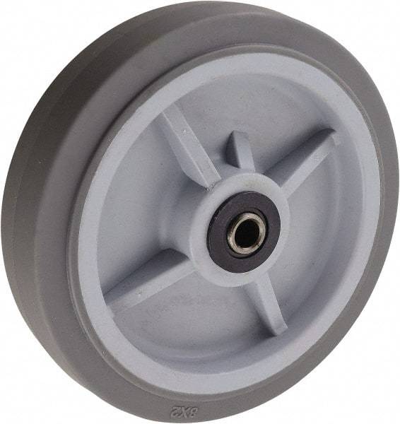 Value Collection - 8 Inch Diameter x 2 Inch Wide, Solid Rubber Caster Wheel - 500 Lb. Capacity, 2-3/16 Inch Hub Length, 1/2 Inch Axle Diameter, Roller Bearing - All Tool & Supply