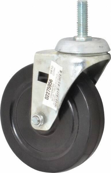 Value Collection - 5" Diam x 1-1/4" Wide x 6-1/8" OAH Stem Mount Swivel Caster - Soft Rubber, 200 Lb Capacity, Plain Bearing, 1/2-13 x 1-1/2" Threaded Stem - All Tool & Supply