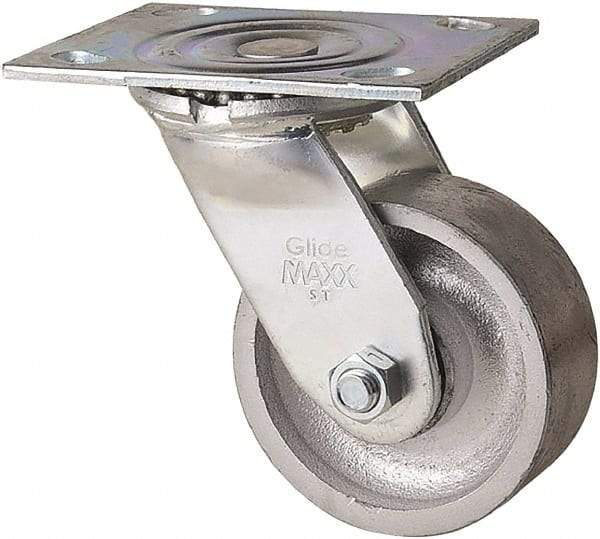 Value Collection - 4" Diam x 1-1/2" Wide x 5" OAH Top Plate Mount Swivel Caster - Semi-Steel, 400 Lb Capacity, Plain Bearing, 4 x 5" Plate - All Tool & Supply