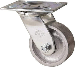 Value Collection - 4" Diam x 1-1/2" Wide x 5" OAH Top Plate Mount Swivel Caster - Semi-Steel, 400 Lb Capacity, Plain Bearing, 4 x 5" Plate - All Tool & Supply