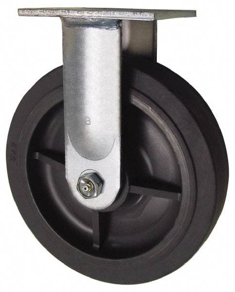 Value Collection - 8" Diam x 2" Wide x 9-1/2" OAH Top Plate Mount Rigid Caster - Soft Rubber, 675 Lb Capacity, Roller Bearing, 4 x 4-1/2" Plate - All Tool & Supply