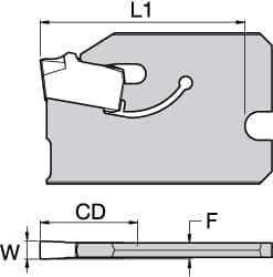 Kennametal - 3/4" Blade Height, 0.0669" Blade Width, 1" OAL, Neutral Cut, Single End Indexable Cut-Off Blade - 16mm Max Depth of Cut, A2BHSN Blade - All Tool & Supply