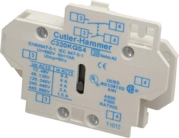 Eaton Cutler-Hammer - Starter Auxiliary Contact - For Use with 10-60A Contactors - All Tool & Supply