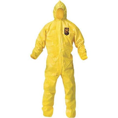 KleenGuard - Size 2XL PE Film Chemical Resistant Coveralls - Yellow, Zipper Closure, Elastic Cuffs, Elastic Ankles, Bound Seams - All Tool & Supply