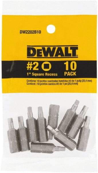 DeWALT - 1/4" Drive, Square Recess Screwdriver Bit - 1" OAL - All Tool & Supply