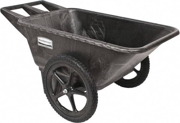 Rubbermaid - 7.5 Cu Ft, 300 Lb Capacity Wheelbarrow with 20" Radial Wheel - Plastic Handle, 58" Long x 32-3/4" Wide x 28-1/4" High, Black - All Tool & Supply