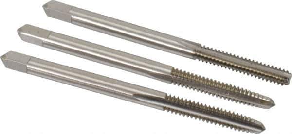 Hertel - #6-32 UNC, 3 Flute, Bottoming, Plug & Taper, Bright Finish, High Speed Steel Tap Set - 2" OAL, 2B/3B Class of Fit - All Tool & Supply