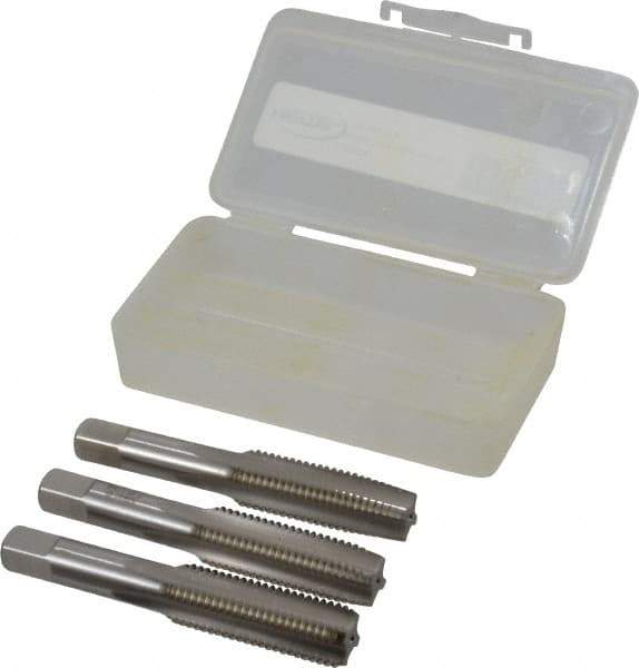 Hertel - M16x2.00 Metric Coarse, 4 Flute, Bottoming, Plug & Taper, Bright Finish, High Speed Steel Tap Set - 3-13/16" OAL, 6H Class of Fit - Exact Industrial Supply