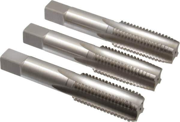 Hertel - M24x3.00 Metric Coarse, 4 Flute, Bottoming, Plug & Taper, Bright Finish, High Speed Steel Tap Set - 4-29/32" OAL, 6H Class of Fit - All Tool & Supply