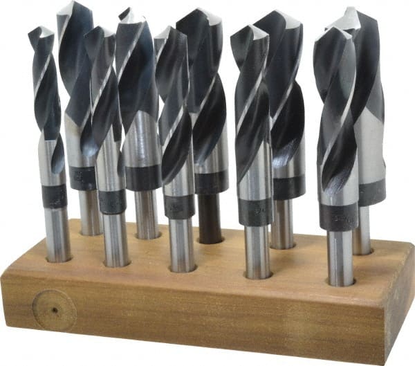 Hertel - 9/16 to 1-1/4", 118° Point, Oxide Finish, High Speed Steel Reduced Shank Drill Bit Set - All Tool & Supply