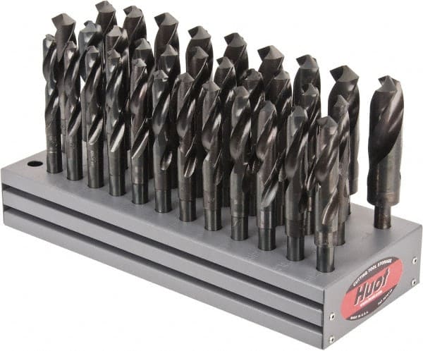 Drill Bit Set: Reduced Shank Drill Bits, 1″ Drill Bit Size, 118 °, High Speed Steel Oxide, Standard