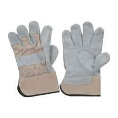 PRO-SAFE - Size M (8) Split Cowhide General Protection Work Gloves - For Work & Driver, Uncoated, Safety Cuff, Full Fingered, Gray/White, Paired - All Tool & Supply