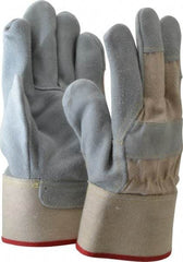 PRO-SAFE - Size S (7) Split Cowhide General Protection Work Gloves - For Work & Driver, Uncoated, Safety Cuff, Full Fingered, Gray/White, Paired - All Tool & Supply