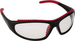 PRO-SAFE - Clear Lenses, Framed Safety Glasses - Anti-Fog, Scratch Resistant, Black/Red Polycarbonate Frame, Size Universal, Wrap Around - All Tool & Supply