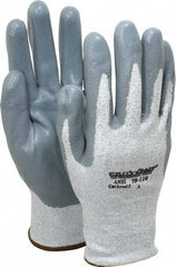 PRO-SAFE - Size L (9), ANSI Cut Lvl A2, Puncture Lvl 3, Abrasion Lvl 4, Nitrile Coated HPPE Fiber Cut Resistant Gloves - 9" Long, Palm & Fingers Coated, HPPE Fiber Lining, Knit Wrist, Black and Gray w/ Gray Coating, Paired - All Tool & Supply