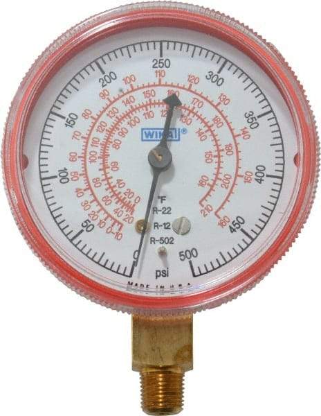 Wika - 2-1/2" Dial, 1/8 Thread, 0-500 Scale Range, Pressure Gauge - Lower Connection Mount, Accurate to 1-2-5% of Scale - All Tool & Supply