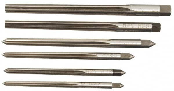 Alvord Polk - #0 to #5 Pin, 0.1287 to 0.2409" Diam, 0.1287 to 0.2409" Small End, Straight Shank, Taper Pin Reamer Set - All Tool & Supply