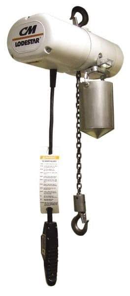 CM - 1/4 Ton Capacity, 16 FPM Lift Speed, 115 Volt, Electric Chain Hoist - 10' Max Lift, 14-1/4" Min Headroom, 1 Chain - All Tool & Supply