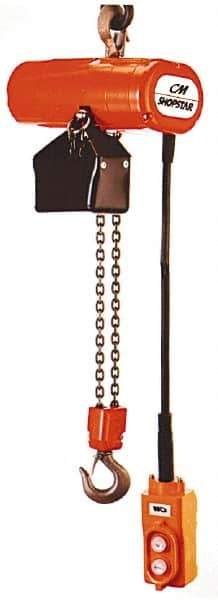 CM - 300 Lb Capacity, 16 FPM Lift Speed, Electric Chain Hoist - 15' Max Lift, 10-7/8" Min Headroom, 1 Chain - All Tool & Supply