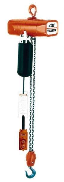 CM - 1 Ton Capacity, 16 FPM Lift Speed, Electric Chain Hoist - 15' Max Lift, 15-9/16" Min Headroom, 2 Chains - All Tool & Supply