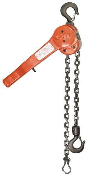 CM - 1,500 Lb Lifting Capacity, 5' Lift Height, Lever Hoist - Made from Chain, 45 Lb Avg Pull to Lift Rated Load - All Tool & Supply