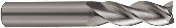 SGS - 1/2", 2" LOC, 1/2" Shank Diam, 4" OAL, 3 Flute, Solid Carbide Square End Mill - Single End, Uncoated, Spiral Flute, 38° Helix, Right Hand Cut, Right Hand Flute, Series 43 - All Tool & Supply