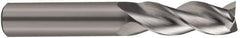 SGS - 1/2", 2" LOC, 1/2" Shank Diam, 4" OAL, 3 Flute, Solid Carbide Square End Mill - Single End, Uncoated, Spiral Flute, 38° Helix, Right Hand Cut, Right Hand Flute, Series 43 - All Tool & Supply