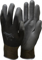 SHOWA - Size L Polyurethane Coated Nylon General Protection Work Gloves - For General Purpose, Palm & Fingers Coated, Knit Wrist Cuff, Full Fingered, Black, Paired - All Tool & Supply