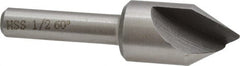 Interstate - 1/2" Head Diam, 1/4" Shank Diam, 1 Flute 60° High Speed Steel Countersink - All Tool & Supply