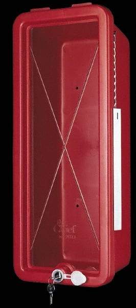 Made in USA - 5 Lb. Capacity, Surface Mount, Crystal Polystyrene Fire Extinguisher Cabinet - 8-1/4 Inch Wide x 19-1/4 Inch High x 6-3/4 Inch Deep, Red - All Tool & Supply