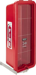 Made in USA - 10 Lb. Capacity, Surface Mount, Crystal Polystyrene Fire Extinguisher Cabinet - 9-1/4 Inch Wide x 23-1/4 Inch High x 7-1/4 Inch Deep, Red - All Tool & Supply