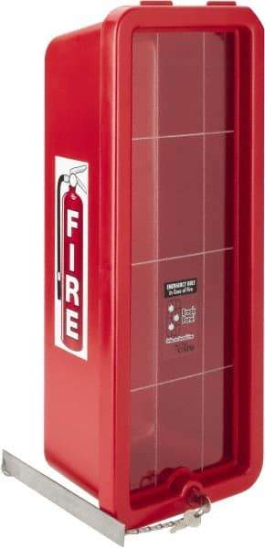 Made in USA - 20 Lb. Capacity, Surface Mount, Crystal Polystyrene Fire Extinguisher Cabinet - 11-1/2 Inch Wide x 28-1/2 Inch High x 9-1/2 Inch Deep, Red - All Tool & Supply