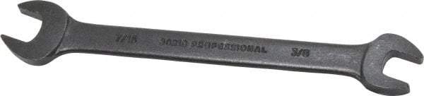 Proto - 3/8" x 7/16" Standard Open End Wrench - 5-7/8" OAL, Double End, Black Finish, 15° Head Angle - All Tool & Supply