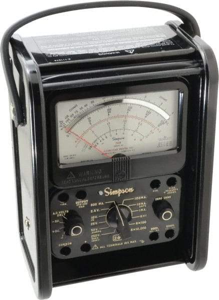 Simpson Electric - 12392, 1,000 VAC/VDC, Analog Manual Ranging Multimeter - 20 mOhm, Measures Voltage, Current, Resistance - All Tool & Supply