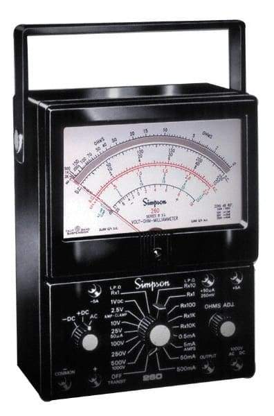 Simpson Electric - 12206, 1,000 VAC/VDC, Analog Manual Ranging Multimeter - 200 Ohm, Measures Voltage, Current, Resistance - All Tool & Supply