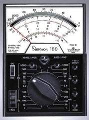 Simpson Electric - 12271, 1,000 VAC/VDC, Analog Manual Ranging Multimeter - 30 mOhm, Measures Voltage, Current, Resistance - All Tool & Supply