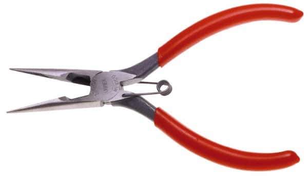 Urrea - 6-3/4" OAL, 1-1/2" Jaw Length x 47/64" Jaw Width, Long Nose Side Cutting Needle Nose Pliers - Serrated Jaw, Chain Nose Head, Rubber Grip Handles, with Spring - All Tool & Supply