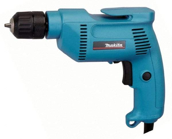 Makita - 3/8" Keyless Chuck, 2,500 RPM, Pistol Grip Handle Electric Drill - 4.9 Amps, 115 Volts, Reversible, Includes Keyless Chuck - All Tool & Supply