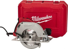 Milwaukee Tool - 15 Amps, 7-1/4" Blade Diam, 5,800 RPM, Electric Circular Saw - 120 Volts, 3.25 hp, 9' Cord Length, 5/8" Arbor Hole, Right Blade - All Tool & Supply