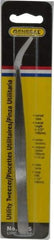 General - 6-1/2" OAL Utility Tweezers - X-LG, Curved Smooth Points - All Tool & Supply