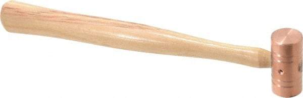 Made in USA - 1/2 Lb Head 3/4" Face Copper Nonmarring Hammer - 10-1/2" OAL, Wood Handle - All Tool & Supply