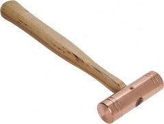 Made in USA - 1-1/2 Lb Head 1-1/4" Face Copper Nonmarring Hammer - 12" OAL, Wood Handle - All Tool & Supply