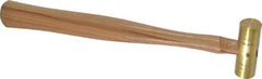 Made in USA - 1/4 Lb Head 3/4" Face Brass Nonmarring Hammer - 10-1/2" OAL, Wood Handle - All Tool & Supply