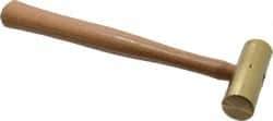 Made in USA - 1-1/2 Lb Head 1-1/4" Face Brass Nonmarring Hammer - 12" OAL, Wood Handle - All Tool & Supply